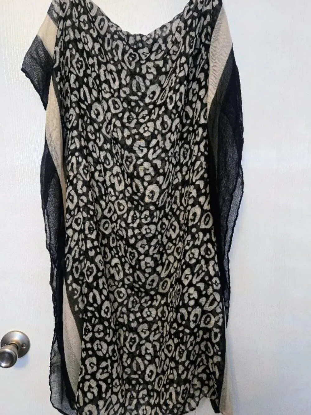 Black and tan animal print shawl‎ wrap